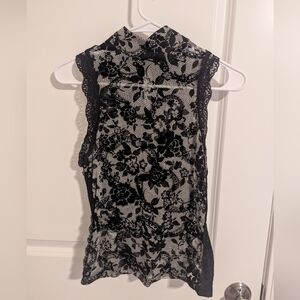Express Black Lace Floral Top